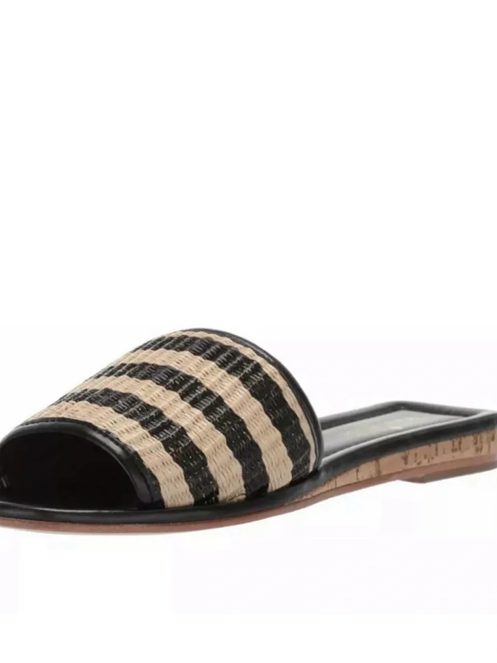 NWOT Kate Spade New York ‘Juiliane’ Raffia Slide Sandals in Black Stripe Sz 5.5